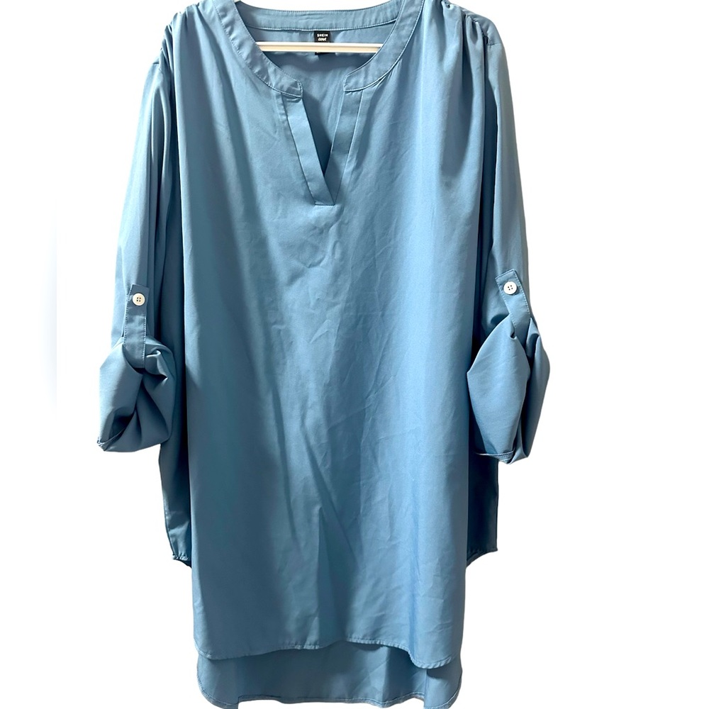🛍️3/$15 SHEIN Curve Roll up button sleeve tunic dress 4XL